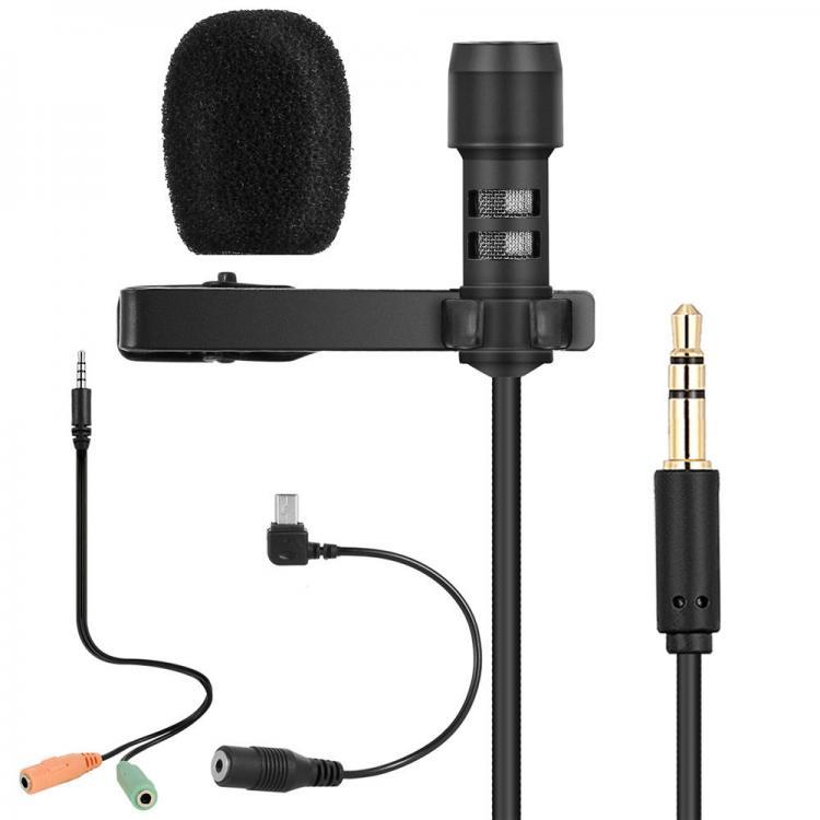 shopping ציוד היקפי למחשב Yanmai R955 Lavalier Omnidirectional Double Condenser Microphone Clip-on Lapel Condenser Microphone For Gopro Camera Phones