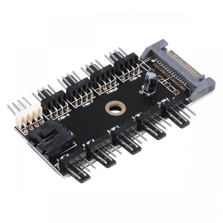 shopping חלקים למחשב SATA PWM Fan Hub Speed Controller Regulator For Computer Case Fans