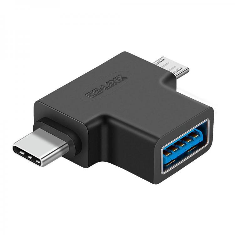 shopping כבלים וחיבורים CE-LINK Type-C + Micro USB Male to USB 3.0 Female OTG Adapter Connector for Android Phones Tablets