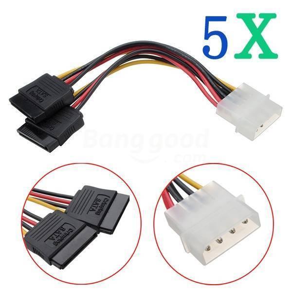 shopping כבלים וחיבורים 5X 4Pin IDE Molex to ATA SATA Y Splitter Hard Drive Adapter Power Cable