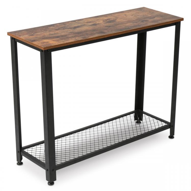 shopping רהיטים למשרד 2 Tier Vintage Coffee Table Laptop Desk Sofa Table with Sturdy Storage Shelf Bookshelf Easy Assembly for Office Home Living Room B