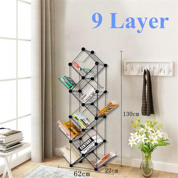 shopping רהיטים למשרד 7/9 Tiers Multilayer Combination Wrought Iron Bookshelf File Holder Storage Rack Bookcase Storage Shelf Organizer Home Decorations