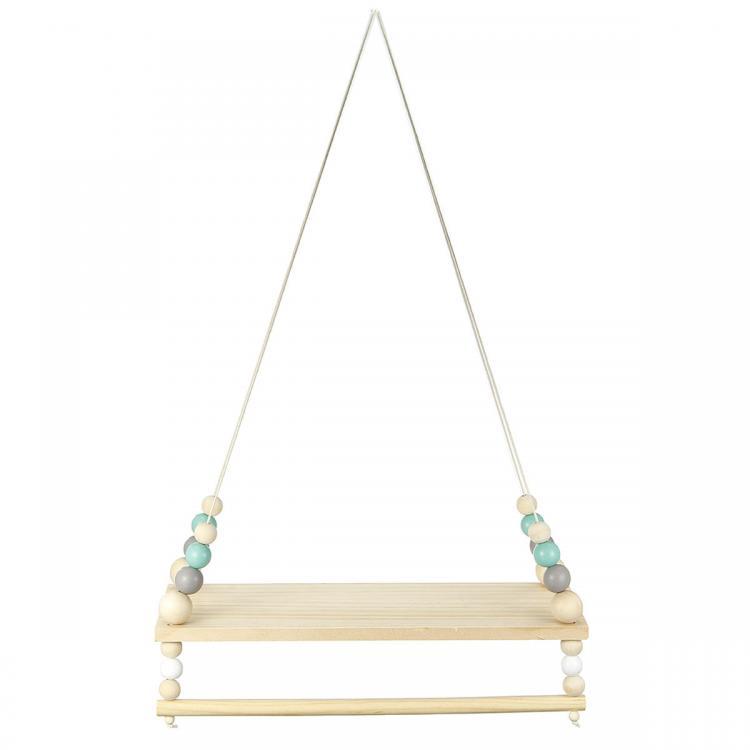 shopping רהיטים למשרד Nordic Style Wooden Beads Wall Hanging Storage Shelf Bookshelf Nursery Kid Bedroom Wooden Decorations Stand