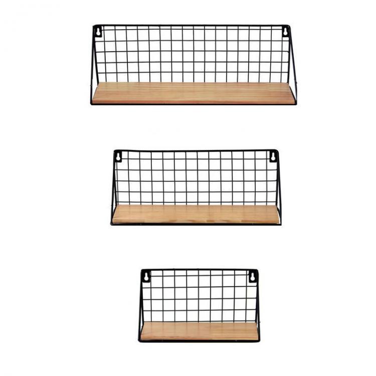 shopping רהיטים למשרד Creative Wall Hanging Shelf Japanese-style Iron Wall Mounted Storage Basket Rack Free Punch Rack Bookshelf Home Office Decorations