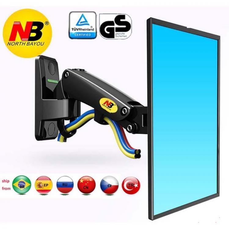 shopping רהיטים למשרד NB F120 Monitor Laptop Stand Support 17-27" Gas Spring Wall Mount Aluminum Arm Bracket Silver 360 rotate