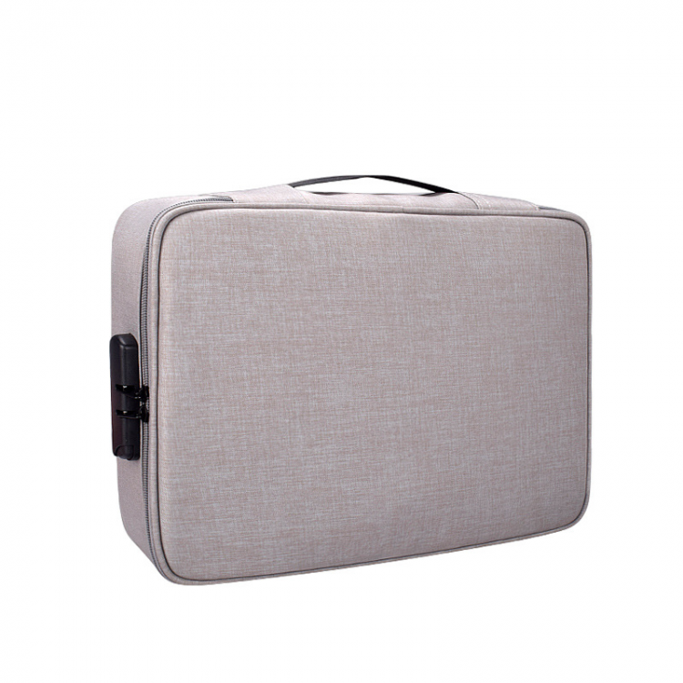 shopping תיקי לפטופ ZJ01 Waterproof Polyester Multi-layer Document Storage Bag Laptop Bag for All Sizes of Laptops with Password Lock
