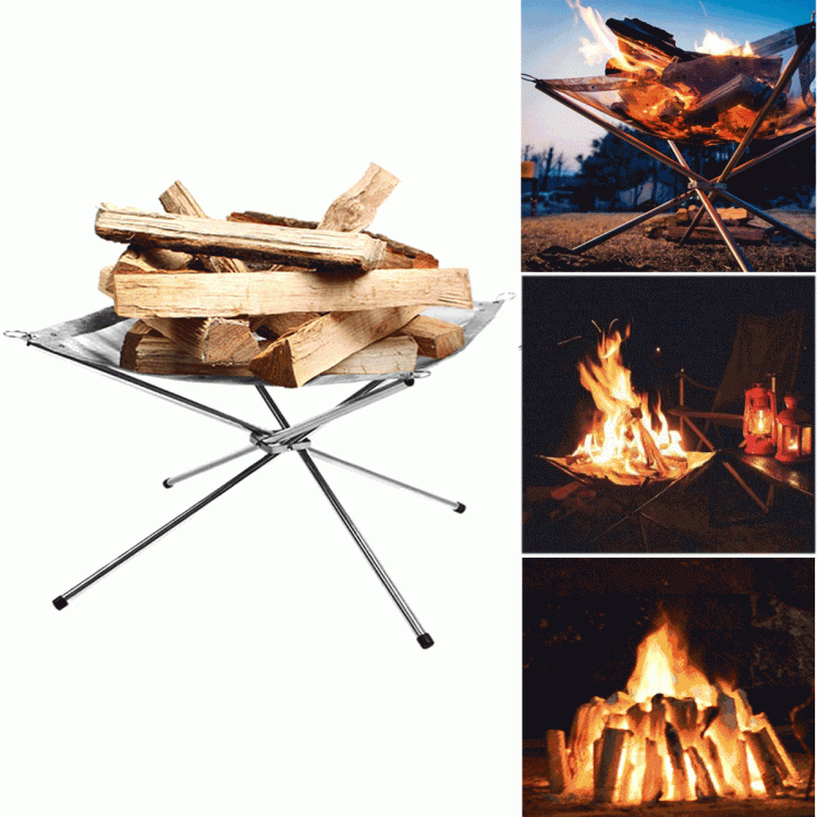 shopping קמפינג וטיולים IPRee&reg; Folding Camp Stove Fire Frame Stand Wood Burning Grill Stainless Steel Rack Heater