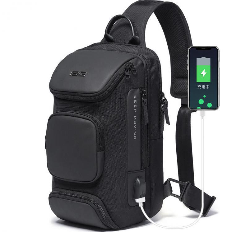 shopping קמפינג וטיולים BANGE BG-7086 8L Men Sling Bag with USB Charging Port Oxford Cloth Chest Shoulder Crossbody Bag Oxford Cloth Multipurpose Travel R