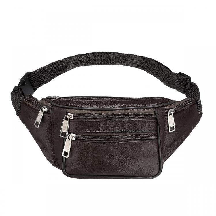 shopping קמפינג וטיולים Outdoor Pu Leather Waist Bag Zipper Chest Sports Handbag Shoulder Bag