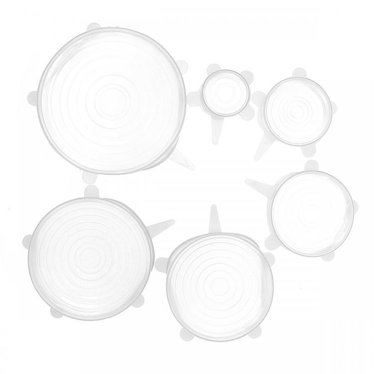 shopping קמפינג וטיולים 6Pcs / Set Silicone Wrap Stretch Universal Lid Camping Kitchen Vacuum Seal Suction Food Wrap Covers