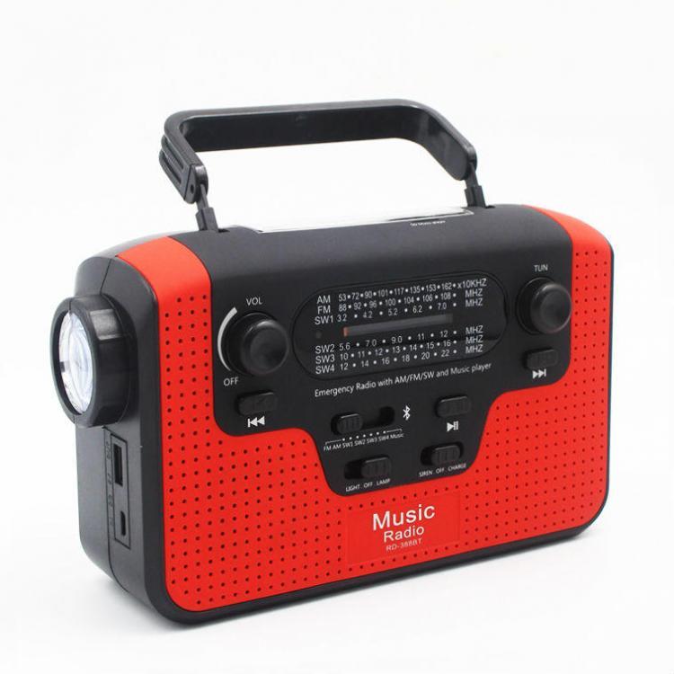 shopping קמפינג וטיולים 6 In 1 Hand Crank Emergency Charger Light FM/AM/SW Radio bluetooth Speaker with TF Card Slot