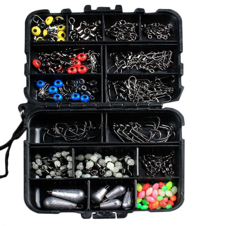 shopping ציוד דיג וציד ZANLURE 177pcs Fishing Accessories Kits Hooks Swivels Sinker Stoppers Sequins With Fishing Box