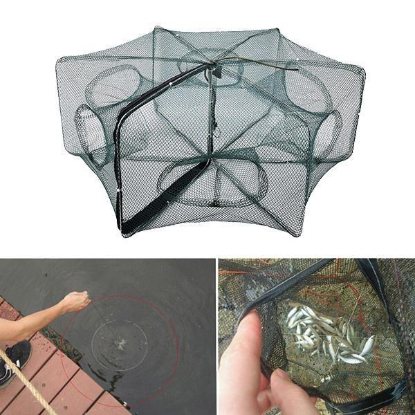 shopping ציוד דיג וציד ZANLURE 58*22CM Nylon Green Foldable Fishing Bait Net Crab Fish Minnow Crawfish Shrimp Net