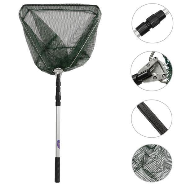 shopping ציוד דיג וציד Portable Triangular Folding Fishing Landing Net 3 Section Extending Pole Handle