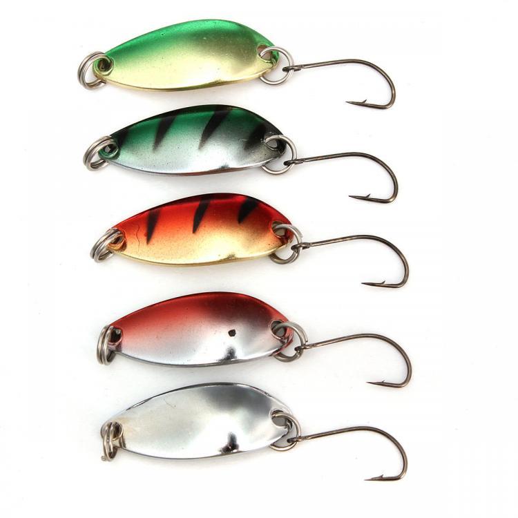 shopping ציוד דיג וציד ZANLURE 5PCS 3G 30CM Spinner Spoon Fishing Lure Metal Lures Colorful Hard Baits