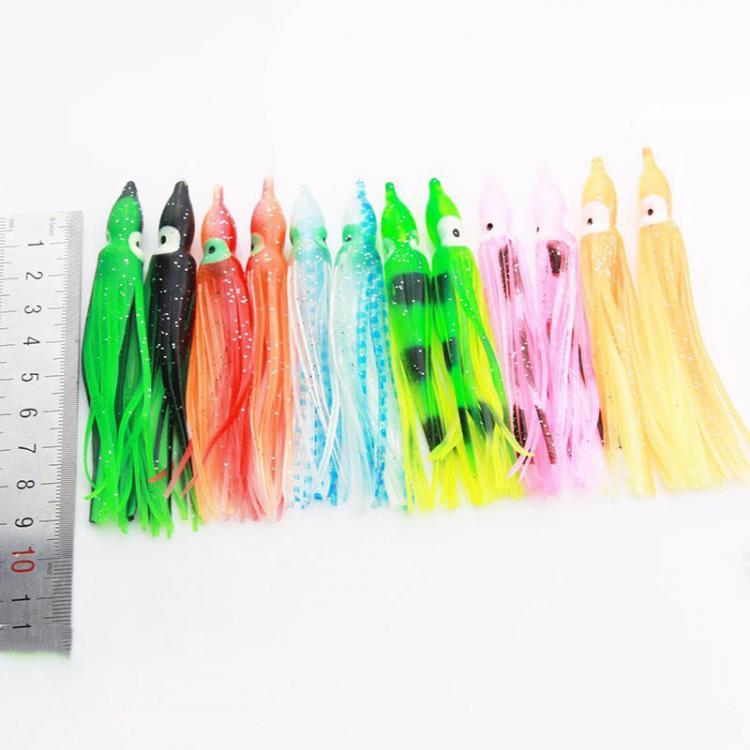 shopping ציוד דיג וציד ZANLURE 10Pcs 10CM Soft Plastic Fishing Lures Trolling Squid Skirt Lure Bait Fishing Tackle Tools