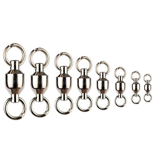 shopping ציוד דיג וציד 10 pcs Ball Bearing Fishing Rolling Swivel Connectors Solid Rings Fishing Swivels 0-10#