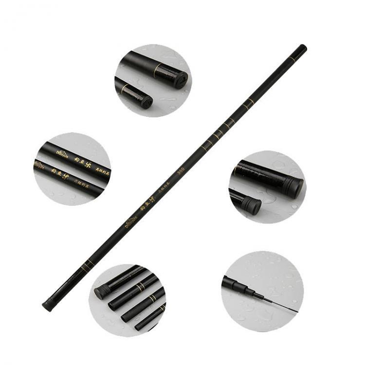 shopping ציוד דיג וציד ZANLURE 2.7-7.2M Glass Fiber Black Stream Hand Pole Telescopic Spinning Freshwater Fishing Rod