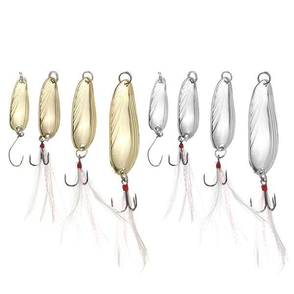 shopping ציוד דיג וציד ZANLURE 10pcs Fishing Paillette Lure Bait Sequins Fishing Lure Treble Feather Hook