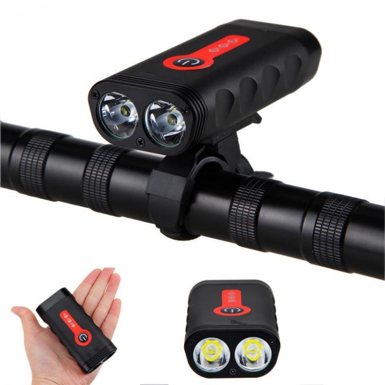 shopping אופניים, קורקינט וציוד רכיבה XANES DL07 1800LM 2*L2 4400mAh Rechargeable Battery Indicator Headlight