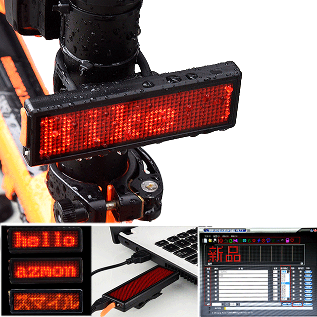 shopping אופניים, קורקינט וציוד רכיבה XANES X1 DIY Bicycle Taillight Programmable LED Electronic Multilingual Advertising Display Bicycle TailLight USB Rechargeable