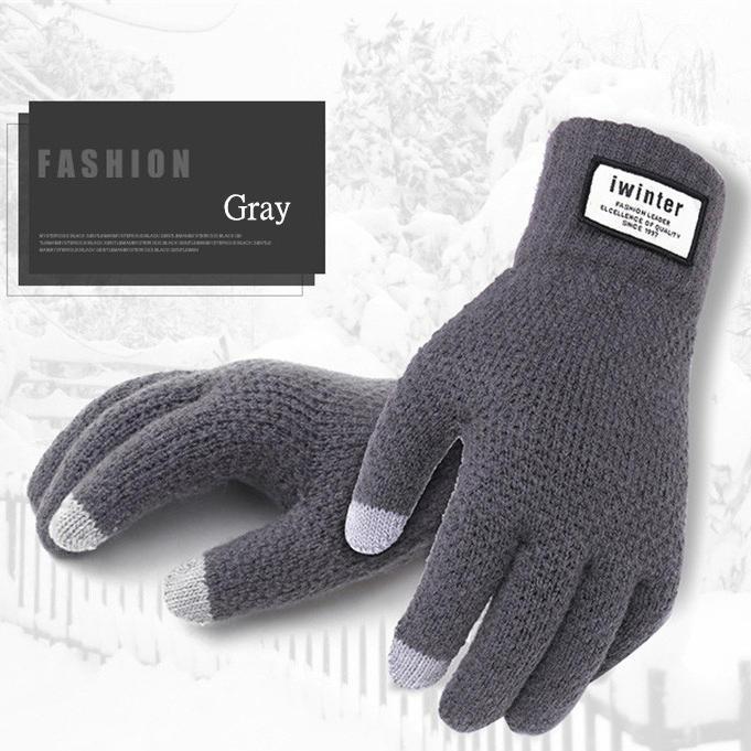 shopping אופניים, קורקינט וציוד רכיבה iwinter Winter Autumn Men Knitted Cycling Gloves Touch Screen Male Thicken Warm Wool Cashmere Solid Gloves Business Mitten