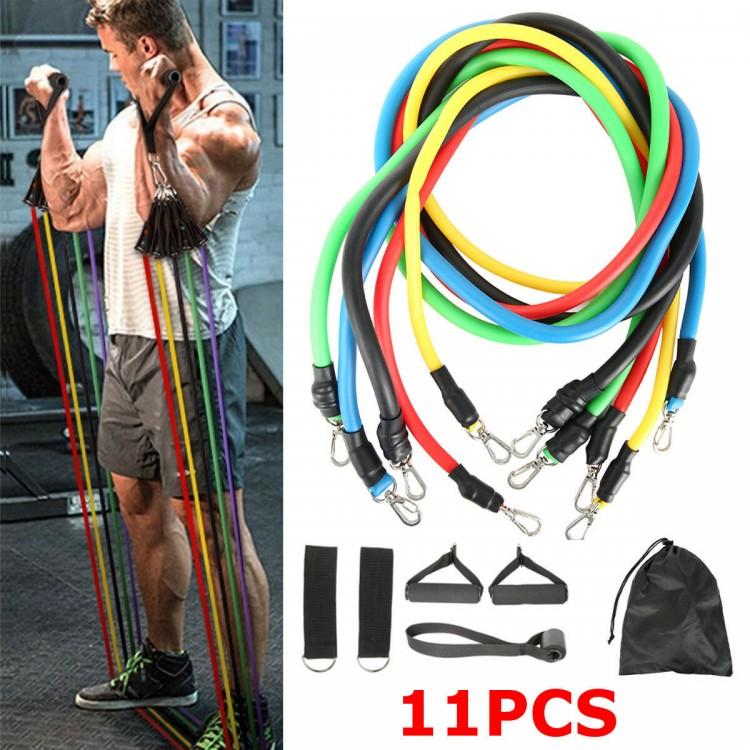 shopping כושר 11pcs/set Fitness Resistance Bands Sport Pull Rope Yoga Band Home Gym Exercise Tools
