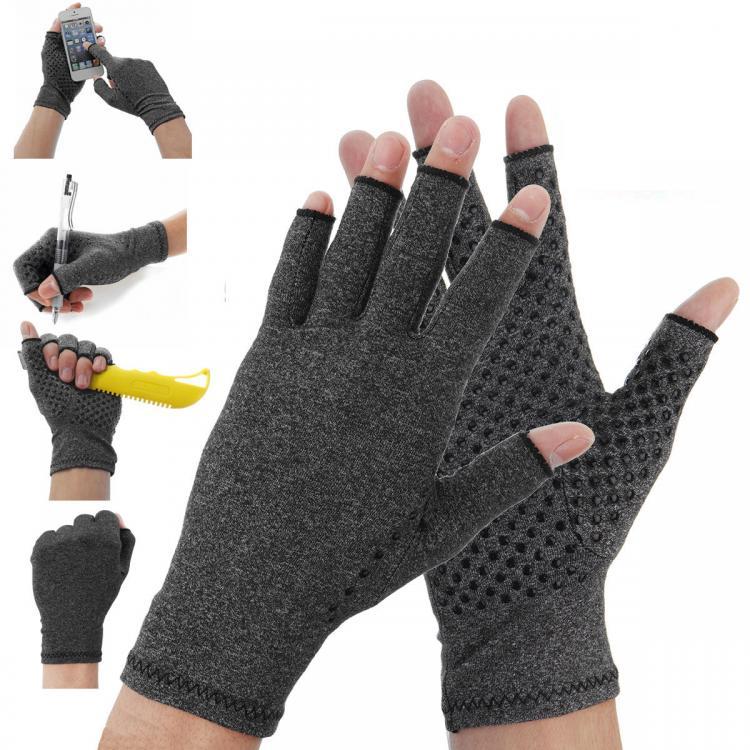shopping כושר 1 Pair Anti Arthritis Gloves Ease Pain Relief Compression Gloves Hand Support Outdoor Fitness Half Finger Gloves