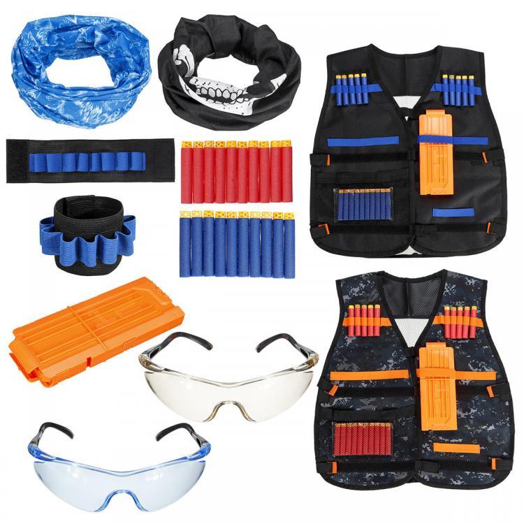 shopping סקייטבורד וספורט בחוץ 2 Sets Adjustable Kids Tactical Vest Masks Glasses Suit Outdoor Recration Game