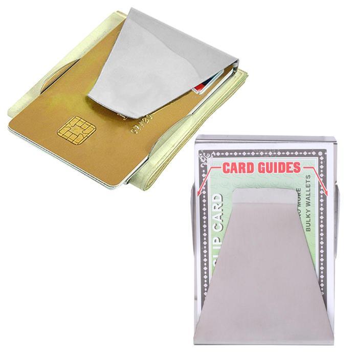 shopping מזוודות וציוד לטיולים ארוכים LAOTIE Slim Stainless Steel Men Women  Money  Credit Card Wallet Clip