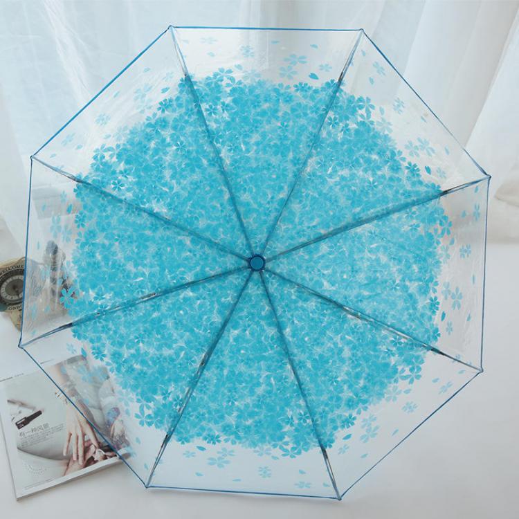 shopping מזוודות וציוד לטיולים ארוכים SaicleHome PEVA Romantic Cherry Blossoms Transparent Umbrella Folding Umbrella Sun Rain Gear