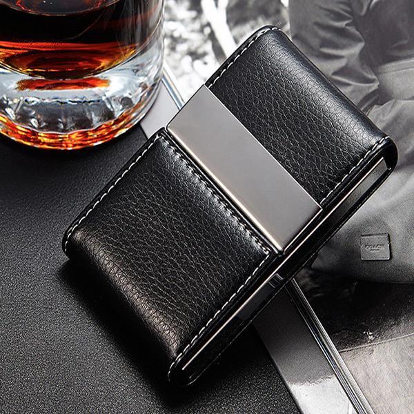 shopping מזוודות וציוד לטיולים ארוכים IPRee&reg; PU Leather Card Holder Double Open Credit Card Case ID Card Storage Box Business Travel