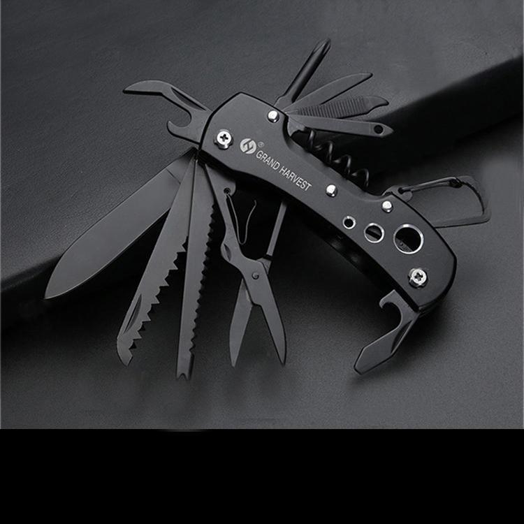 shopping ציוד טיפוס 12 in 1 155mm LED Lights Stainless Steel Folding Swiss Knife Multifunction Survival Fishing Knife Tool