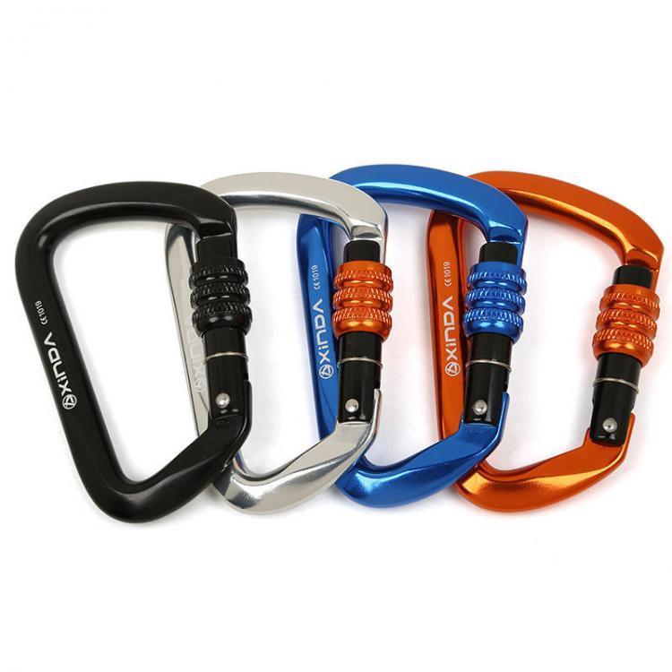 shopping ציוד טיפוס XINDA XD8121N 7075 Aviation Aluminum 2800kg 800kg Tension D-ring Rock Climbing Carabiner Screw Lock