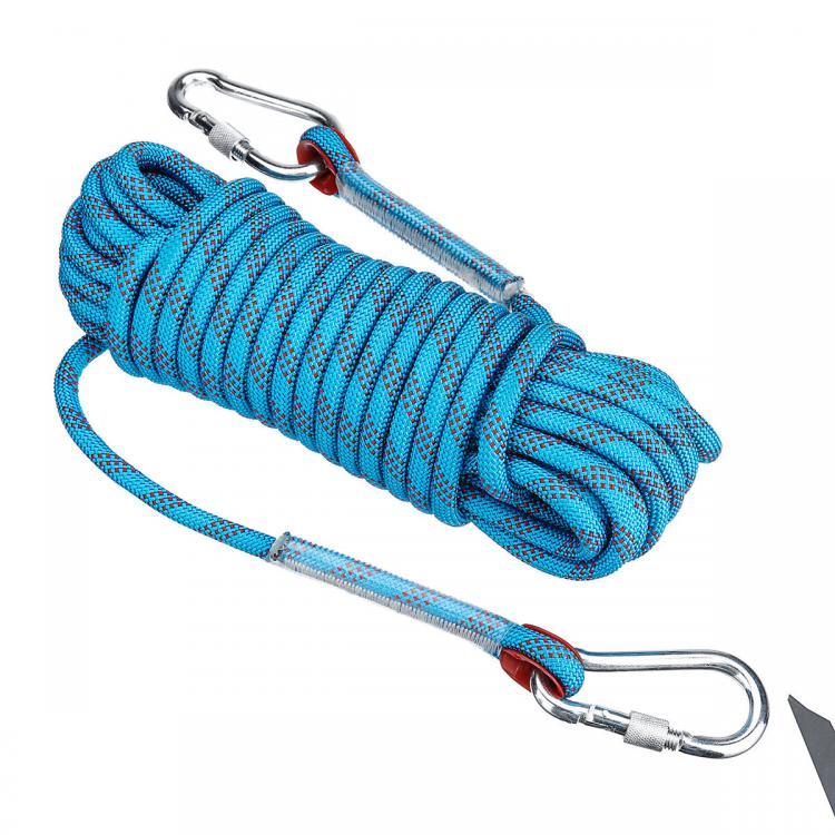 shopping ציוד טיפוס 10mx10mm Double Buckle Rock Climbing Rope Outdoor Sports Hiking Climbing Downhill Safety Rope