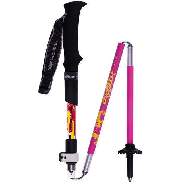 shopping ציוד טיפוס Collapsible Ultralight Carbon Fiber Aluminum Trekking Pole Hiking Climbing Trail Poles