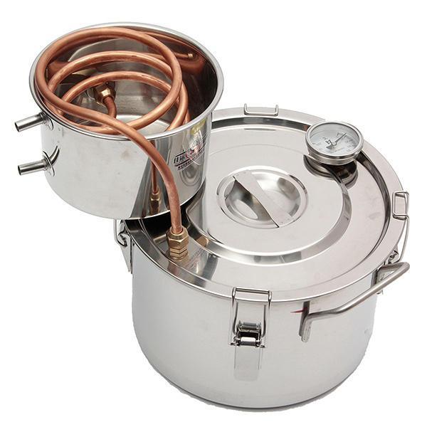shopping מטבח ופינת אוכל 10L Copper Moonshine Ethanol Alcohol Water Distiller Copper Distiller Moonshine Alcohol Still Stainless Thermometer DIY Home Brew 