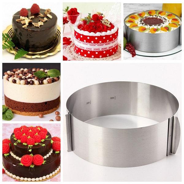 shopping מטבח ופינת אוכל 6 to12 Inch Stainless Steel Adjustable Mousse Cake Ring Baking Mold