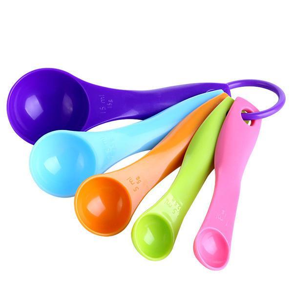 shopping מטבח ופינת אוכל 5Pcs Colorful Measuring Spoons Set Kitchen Tool Utensils Cream Cooking Baking Tool