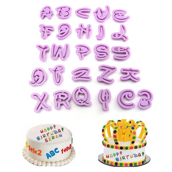 shopping מטבח ופינת אוכל 26PCS Plastic Alphabet Cookie Cutter Letter Biscuit Fondant Mold Cake Decorating Tool