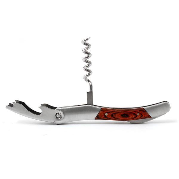 shopping מטבח ופינת אוכל Wood Handle Stainless Steel Corkscrew Double Hinge Red Wine Bottle Opener