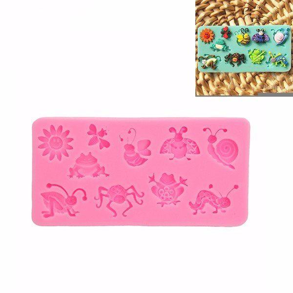shopping מטבח ופינת אוכל 3D Silicone Fondant Mould Animal Insect Cake Decorating Mold