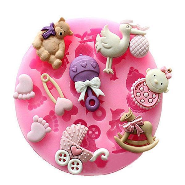 shopping מטבח ופינת אוכל Baby Pram Bear Carrousel Silicone Mould Fondant Cake Decoration Mold