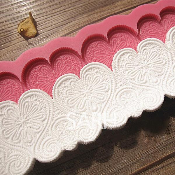 shopping מטבח ופינת אוכל Heart Shape Silicone Fondant Lace Mold Cake Decorating Mould