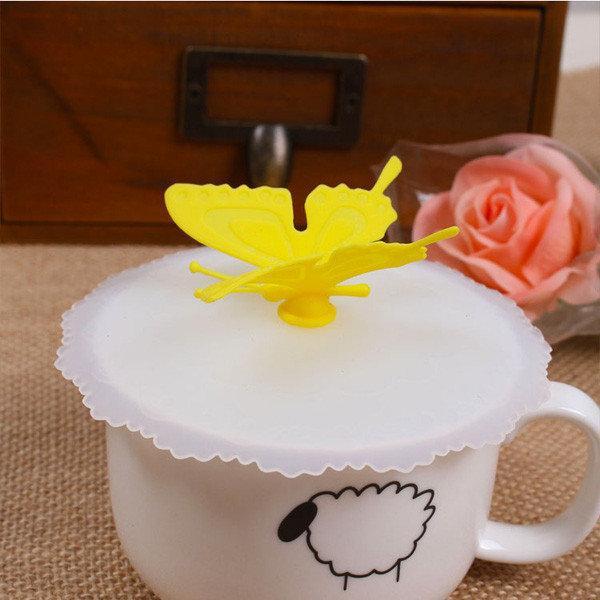 shopping מטבח ופינת אוכל Novelty Silicone Bottle Cup Mug Lid Cover Cartoon Butterfly Cup Cover