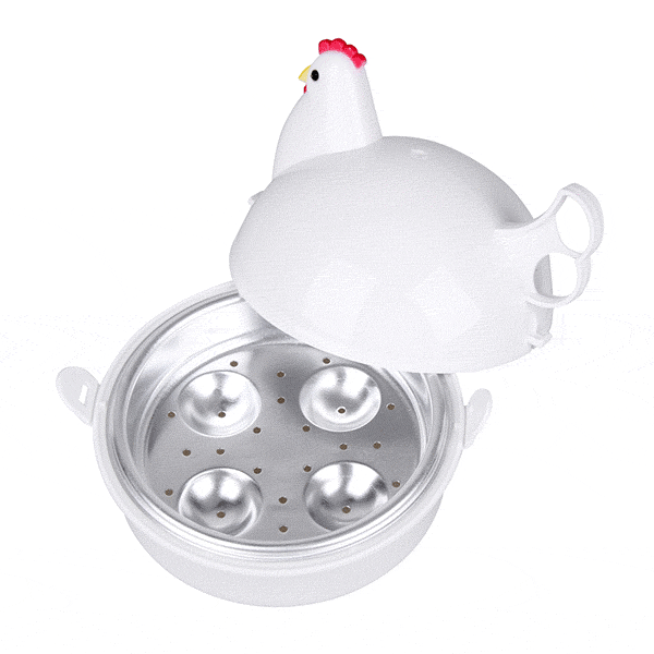 shopping מטבח ופינת אוכל Microwave 4 Eggs Boiler Cooker Poacher Boiled Chicken Shaped Kitchen Cooking Tool