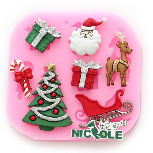 shopping מטבח ופינת אוכל F0534 Silicone Christmas Reindeer Cake Mould Soap Chocolate Mold