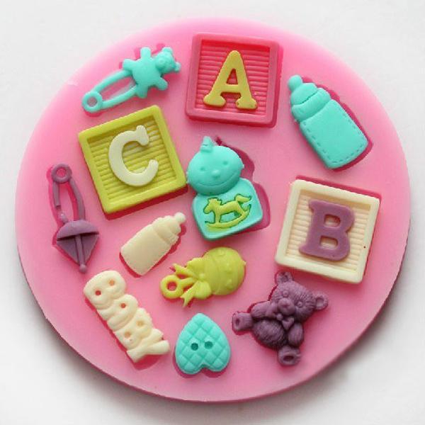 shopping מטבח ופינת אוכל F0490 Silicone Baby Letter Bear Cake Mould Fondant Decoration Mould