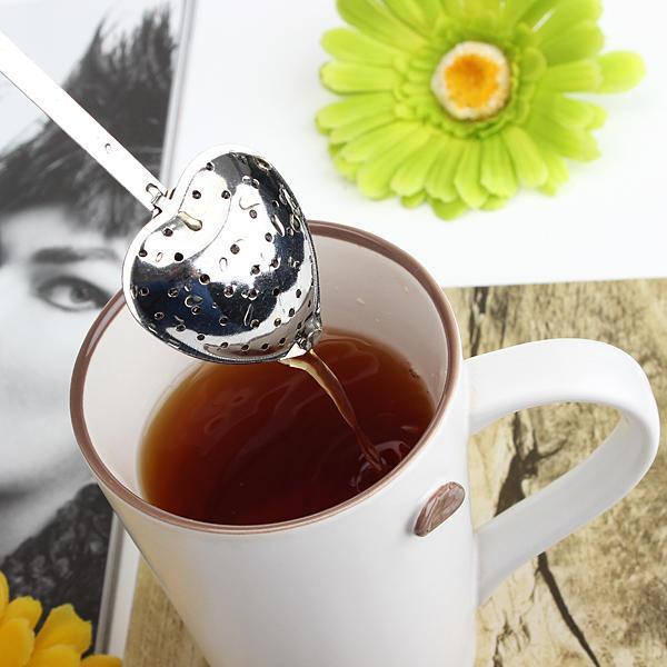 shopping מטבח ופינת אוכל Stainless Steel Heart-Shaped Tea Infuser Strainer Filter Spoon