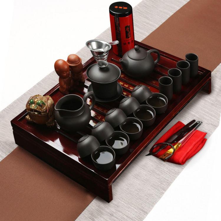 shopping מטבח ופינת אוכל Chinese Kung Fu Tea Making Tools Tea Set Porcelain Teapot Pot Cup Elegant Kettle Wood Holder Tray